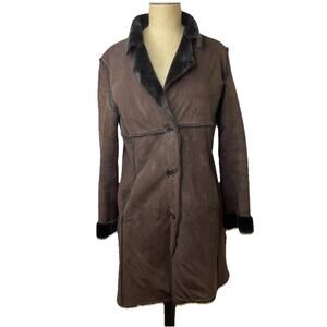 Marc New York Andrew Women’s Size L Dark Brown Faux Shearling 3/4 Length‎ Coat